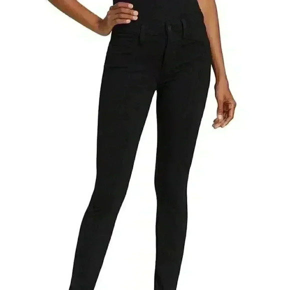 NEW L'Agence Womens Joetta Black High Rise Knit Pintuck Skinny Pants - Picture 1 of 10
